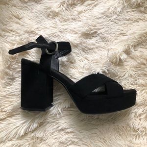 Black Chunky Platform Heels